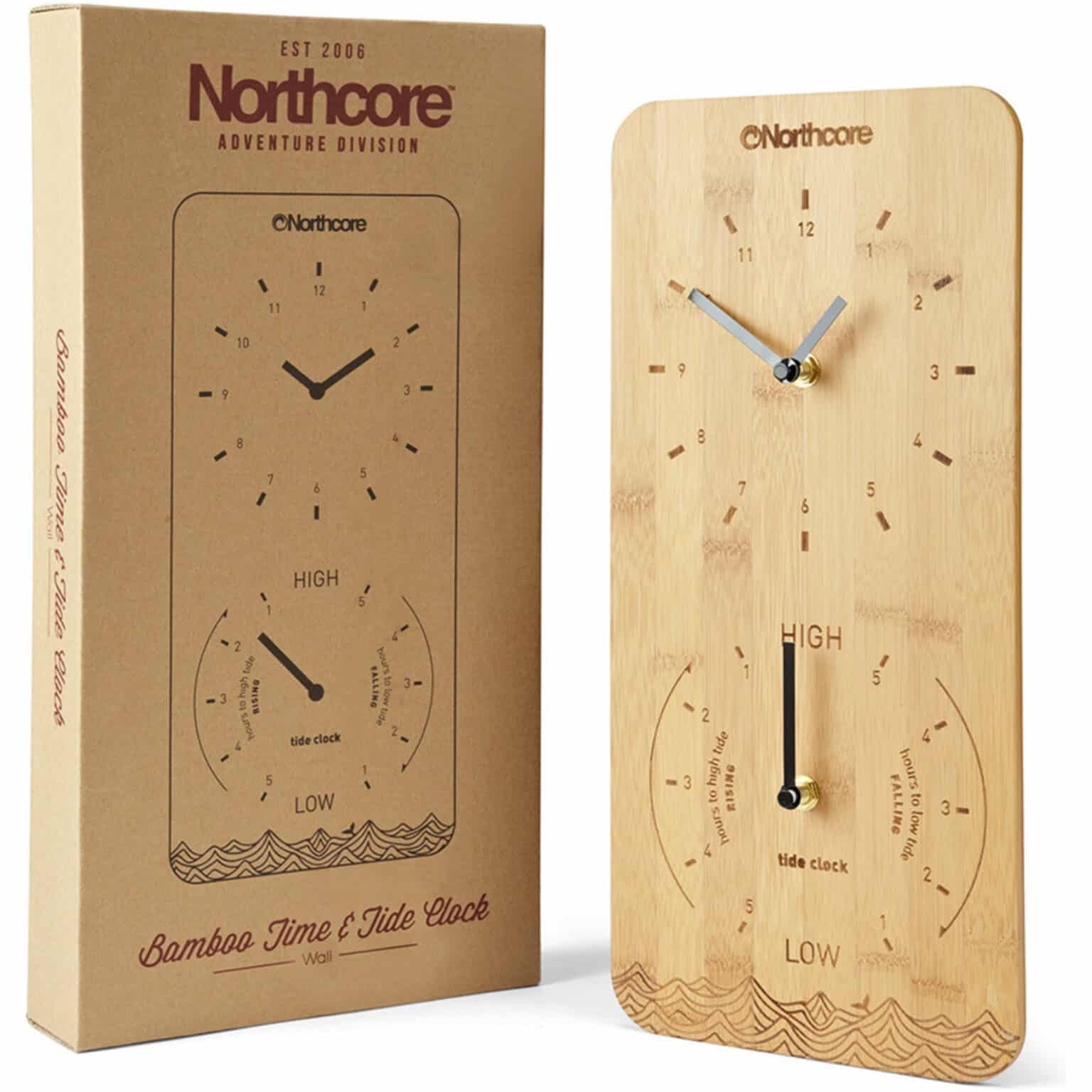 Northcore Wall Bamboo Desk Top Tide Clock Hawaiian Surfing